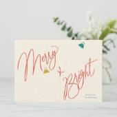 Merry & Bright script en foto ornamenten ontwerp Kaart (Staand voorkant)
