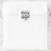 Merry & Bright Script Festive String Light Holiday Vierkante Sticker (Tas)