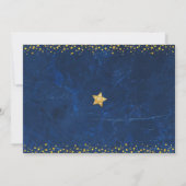 Merry Bright Script Foto Blauw Goud Ster Glitters Feestdagenkaart (Achterkant)