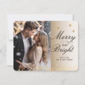 Merry & Bright! Script Lettertype, Beige Foto Feestdagenkaart (Voorkant)