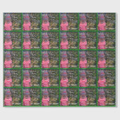 Merry Bright Script Rustic Snowman Schattige Patte Cadeaupapier (Vlak)