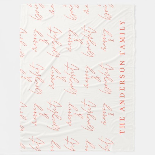 Merry & Bright script tekst rood en wit Kerstmis Fleece Deken (Voorkant)