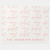 Merry & Bright script tekst rood en wit Kerstmis Fleece Deken (Voorkant (Horizontaal))