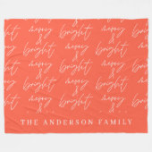 Merry & Bright script tekst rood en wit Kerstmis Fleece Deken (Voorkant (Horizontaal))