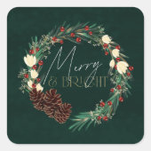Merry & Bright Seasonal Square Sticker (Voorkant)