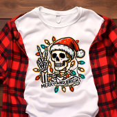 Merry & Bright Skeleton Vrede Kerstmis Tri-Blend Shirt