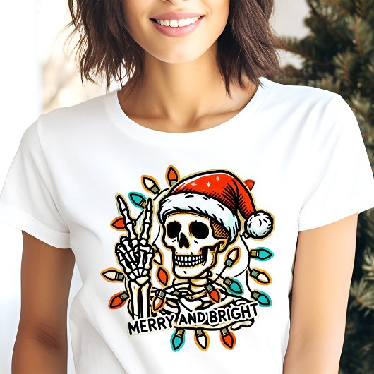 Merry & Bright Skeleton Vrede Kerstmis Tri-Blend Shirt