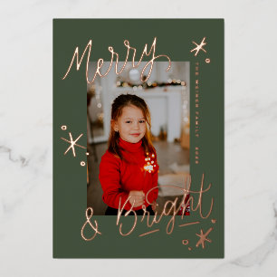 Merry & Bright Sneeuwvlok Letter Foto Overlay Folie Feestdagenkaart