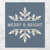 Merry & Bright Snowflake Holiday Wijnlabel - Blauw Wijn Etiket (Enkel label)