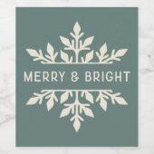 Merry & Bright Snowflake Wijnlabel | blauwe spar Wijn Etiket (Enkel label)