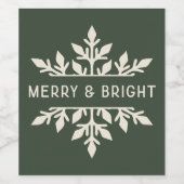 Merry & Bright Snowflake Wijnlabel | boomgroen Wijn Etiket (Enkel label)