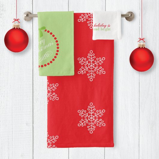 Merry Bright Snowflakes Monogram Kerstmis Bad Handdoek