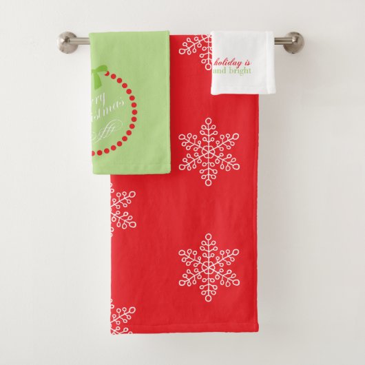 Merry Bright Snowflakes Monogram Kerstmis Bad Handdoek (Insitu)