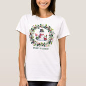 "Merry & Bright" Snowman en kinder T-shirt (Voorkant)
