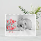 Merry & Bright Solid Scallop Christmas Kaart (Staand voorkant)