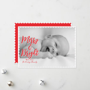 Merry & Bright Solid Scallop Christmas Kaart