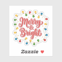Merry & Bright Sparkling Christmas String Lights  Sticker