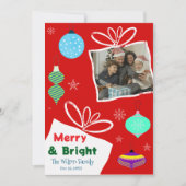 Merry & Bright Squiggle Cadeaudoos Familie Foto Feestdagenkaart (Voorkant)