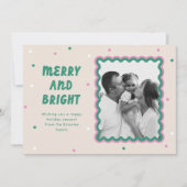 Merry & Bright Squiggle Lijst roze + groen Feestdagenkaart (Voorkant)