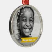 Merry & Bright Stars en banners Metalen Ornament (Rechts)