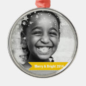 Merry & Bright Stars en banners Metalen Ornament (Voorkant)