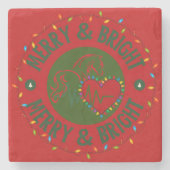 Merry & Bright Stone Coaster Stenen Onderzetter (Voorkant)
