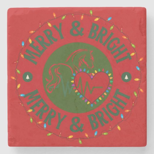 Merry & Bright Stone Coaster Stenen Onderzetter (Voorkant)