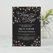 Merry & Bright String Lights Kerstfeest Kaart (Staand voorkant)