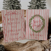 Merry Bright Stripes Kerst Bow Krans Feestdagenkaart