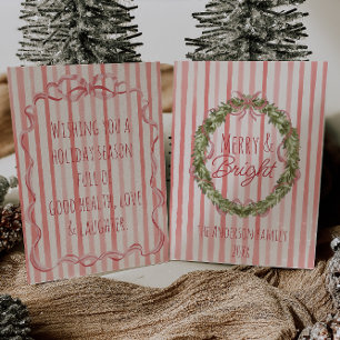  Merry Bright Stripes Kerst Bow Krans Feestdagenkaart