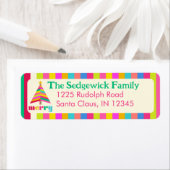 Merry Bright Stripes Kerstboom Retouradres Etiket (Insitu)