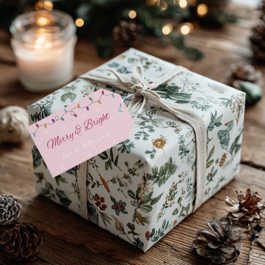 Merry & Bright | Stylish Holiday Gift Tag Cadeaulabel
