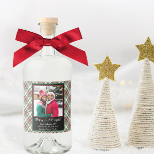Merry & Bright Tartan of Plaid vakantiefoto Likeurfles Etiket