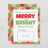 Merry & Bright Teachers Bedankt Cadeau Kaart (Voorkant / Achterkant)