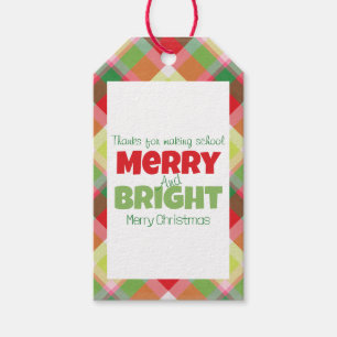 Merry & Bright Teachers Bedankt Cadeau Label Cadeaulabel