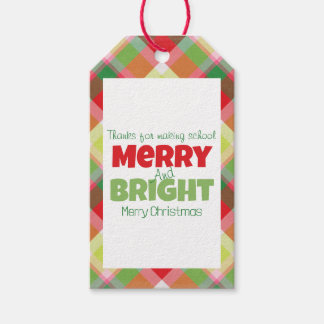 Merry & Bright Teachers Bedankt Cadeau Label Cadeaulabel
