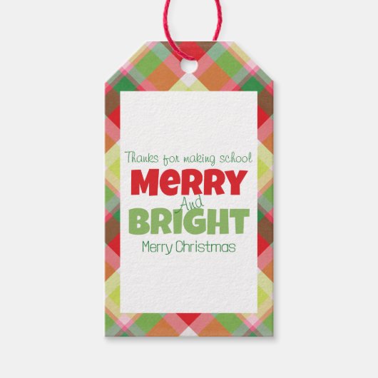 Merry & Bright Teachers Bedankt Cadeau Label Cadeaulabel (Voorkant)