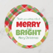 Merry & Bright Teachers Dank je Kaart (Voorkant / Achterkant)