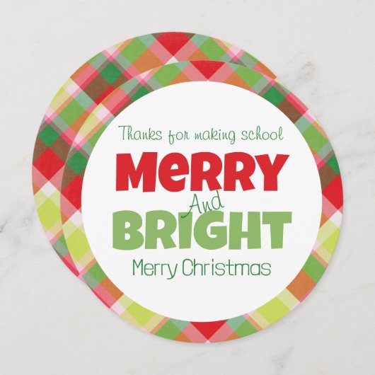 Merry & Bright Teachers Dank je Kaart (Voorkant / Achterkant)