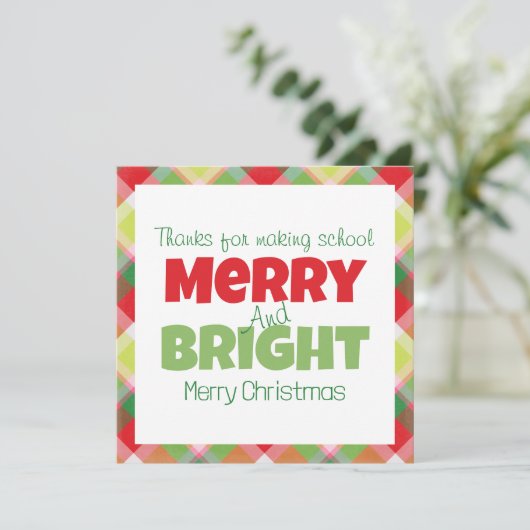 Merry & Bright Teachers Dank je Kaart (Staand voorkant)