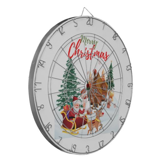 Merry & Bright Throw Pillow – Cozy Christmas Home  Dartbord (Voorkant Links)