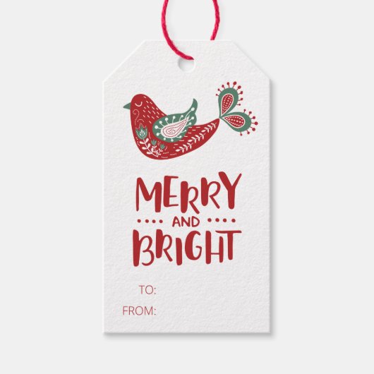 Merry & Bright TO/From Bird Gift Label Cadeaulabel (Voorkant)