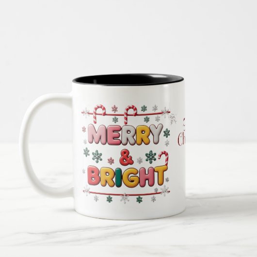 Merry & Bright Two-Tone Christmas Mok - snoepriet (Links)