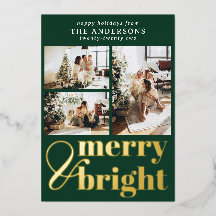 Merry & Bright Typografie Kerstmis Hout Groen