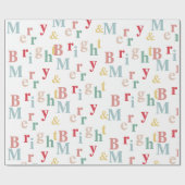 Merry & Bright typografie lichte kleur Cadeaupapier (Vlak)