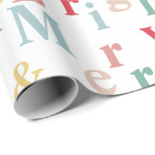 Merry & Bright typografie lichte kleur Cadeaupapier (Rol Hoek)