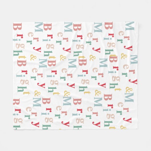 Merry & Bright typografie lichte kleur Fleece Deken (Voorkant (Horizontaal))