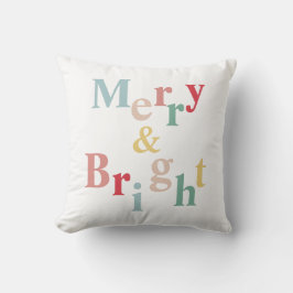 Merry & Bright typografie lichte kleur Kussen