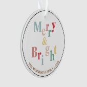 Merry & Bright typografie lichte kleur Ornament (voorkant)