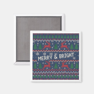 Merry & Bright Ugly Christmas Sweater Magneet